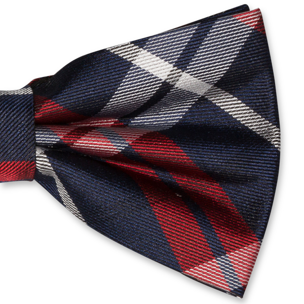 Rode/ donkerblauwe strik met ruiten (2)