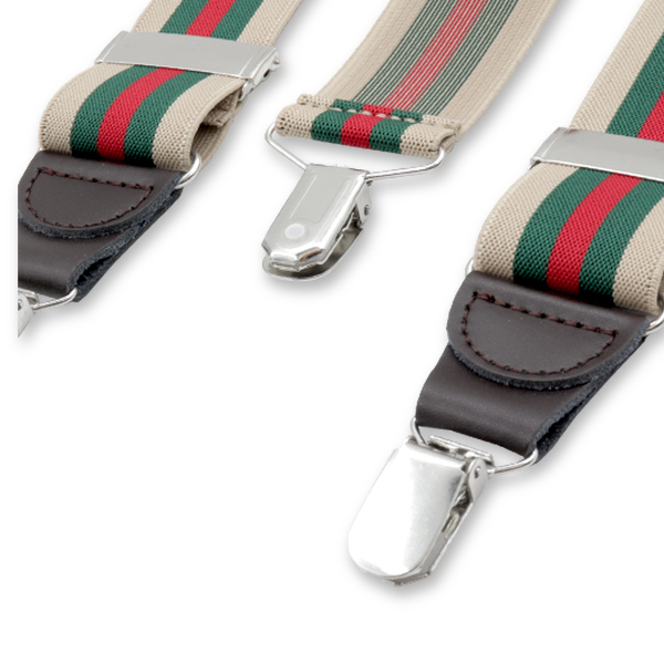 Gestreepte bretels Beige - donkergroen  (2)