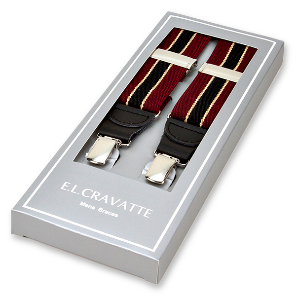 Gestreepte bretels bordeaux/bruin (1)