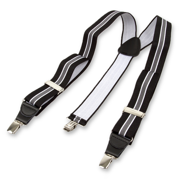 Gestreepte bretels zwart/grijs (2)