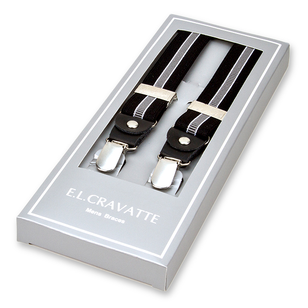 Smalle zwart/grijs gestreepte bretels (1)