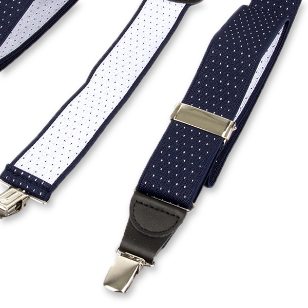 Gestipte bretels navy/wit (3)