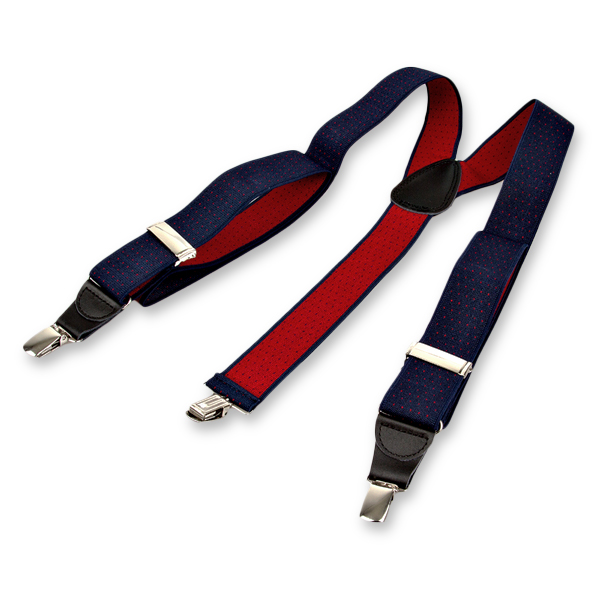 Gestipte bretels navy/rood (2)