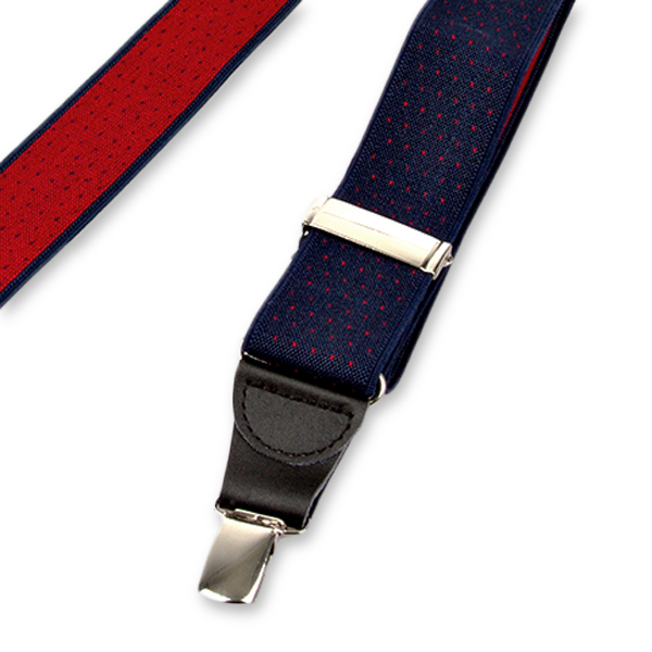 Gestipte bretels navy/rood (3)