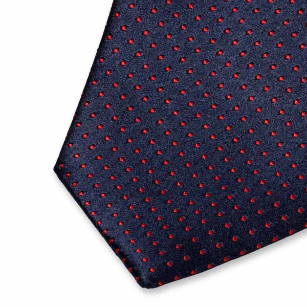 Navy stropdas met rode stippen (2)
