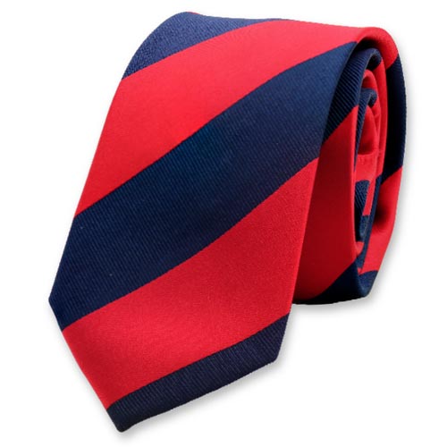Breed gestreepte stropdas rood/donkerblauw (1)