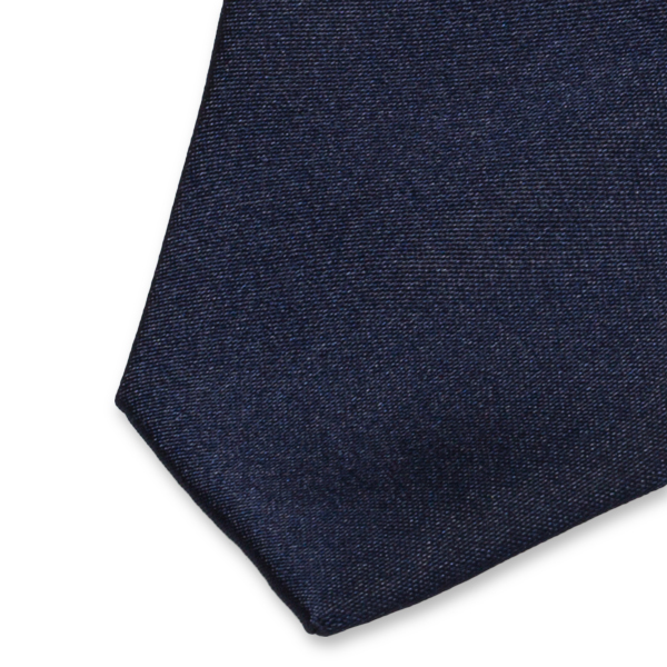 Extra smalle donkerblauwe satijn stropdas (2)