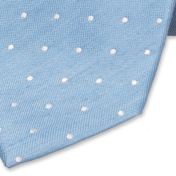 Linnen stropdas lichtblauw – witte stippen (2)