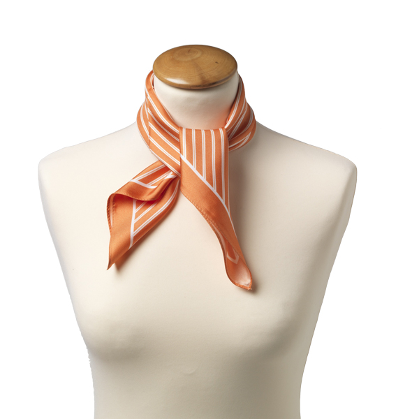 Gestreept zijden sjaaltje Oranje-Wit (2)
