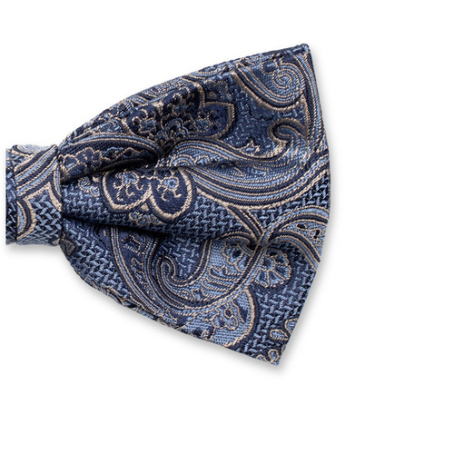Donkerblauwe Luxe Strik - Beige Paisley (2)