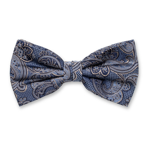 Donkerblauwe Luxe Strik - Beige Paisley (1)