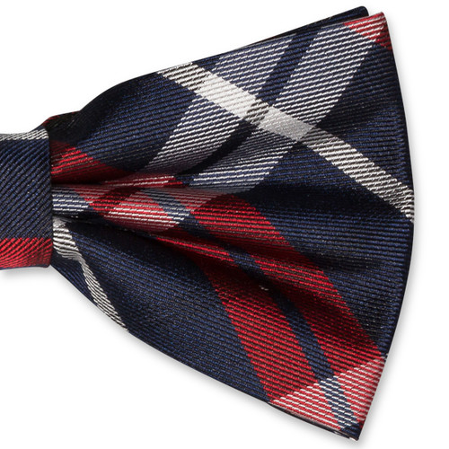 Rode/ donkerblauwe strik met ruiten (2)