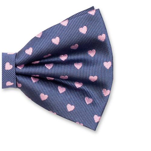 Blauwe Vlinderstrik - Roze Hartjes (2)