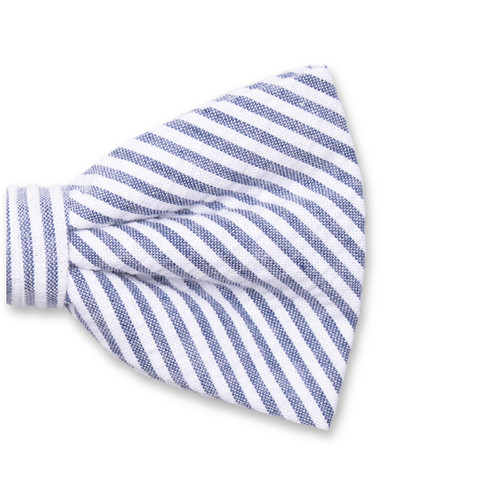 Seersucker Vlinderstrik - Donkerblauw (2)