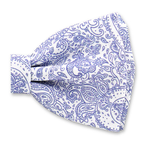 Paisley Vlinderstrik Blauw Wit (2)