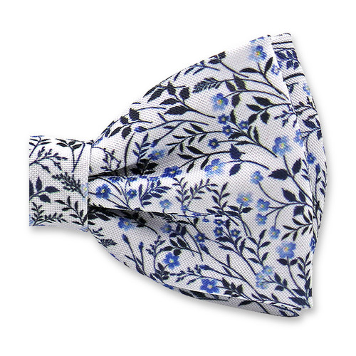 Blauw-Wit Bloemen Vlinderstrik (2)