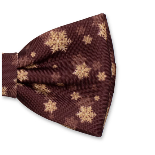 Kerst Vlinderstrik Bordeauxrood - Gouden Sneeuwsterren (2)