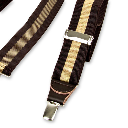 Gestreepte bretels bruin/ beige (2)