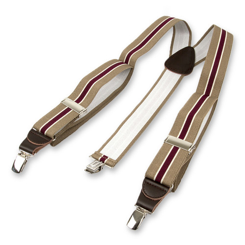 Gestreepte bretels beige/bordeaux (3)