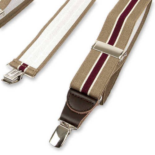 Gestreepte bretels beige/bordeaux (2)