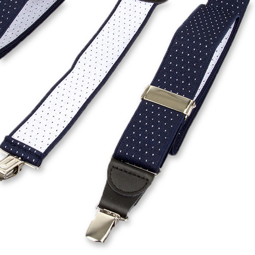 Gestipte bretels navy/wit (3)
