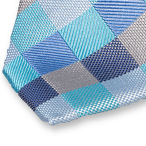 Geruite Stropdas Blauw-Turquoise (2)