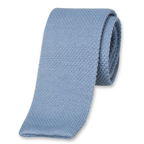 Lichtblauwe gebreide stropdas  (1)