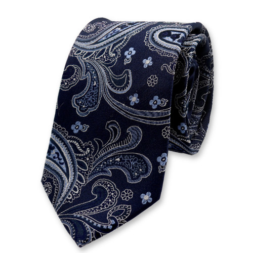 Donkerblauwe Stropdas Paisley (1)