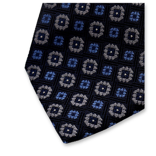 Donkerblauw - Grijze Stropdas Motief  (2)