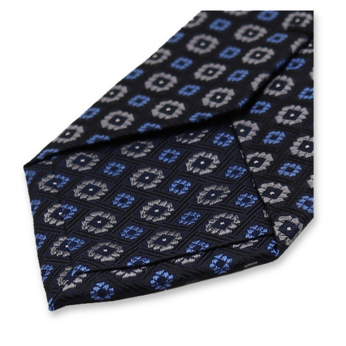 Donkerblauw - Grijze Stropdas Motief  (3)