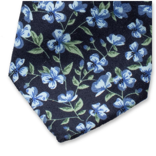 Gebloemde Stropdas Donkerblauw - Groen (2)