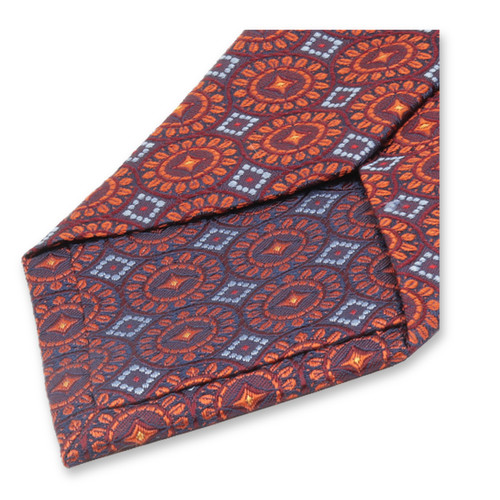 Stropdas Bordeaux Rood - Oranje Cirkel Patroon (3)