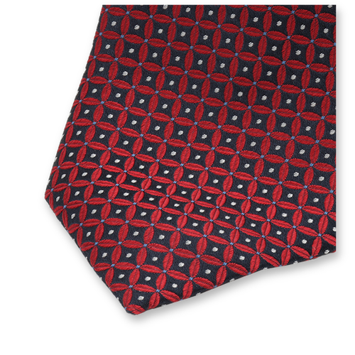 Stropdas Donkerblauw Rood Patroon (2)