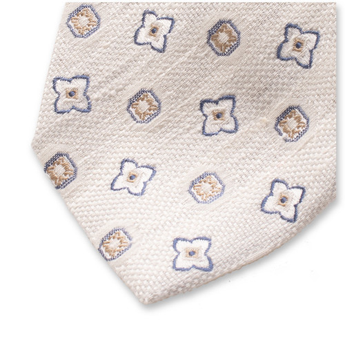 Offwhite Stropdas Classic Patroon - Italiaans Zijde (2)