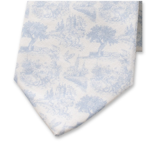 Katoenen Stropdas Toile de Jouy - Lichtblauw (2)