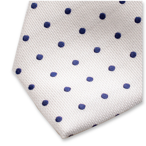 Witte stropdas Donkerblauwe Polkadot (2)