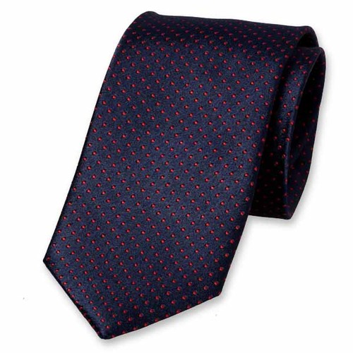 Navy stropdas met rode stippen (1)