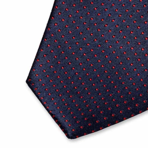 Navy stropdas met rode stippen (2)