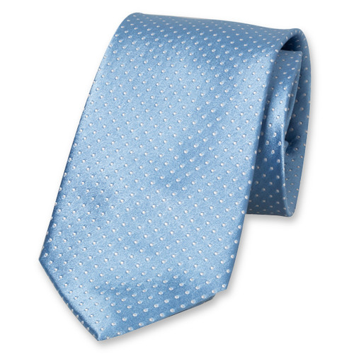 Lichtblauwe stippen stropdas (1)