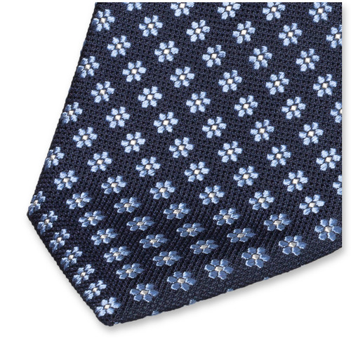 Luxe Stropdas Donkerblauw - Bloemen (2)