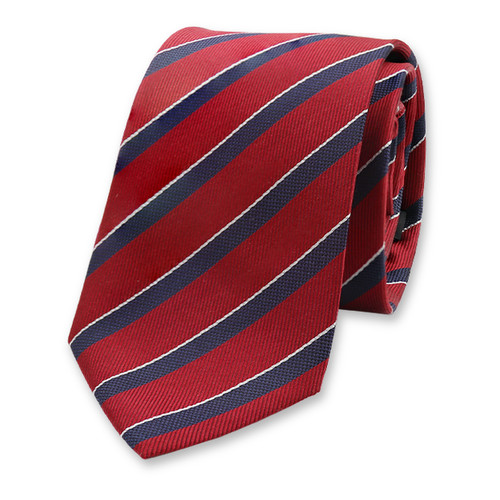 Luxe Gestreepte Stropdas Rood - Blauw (1)