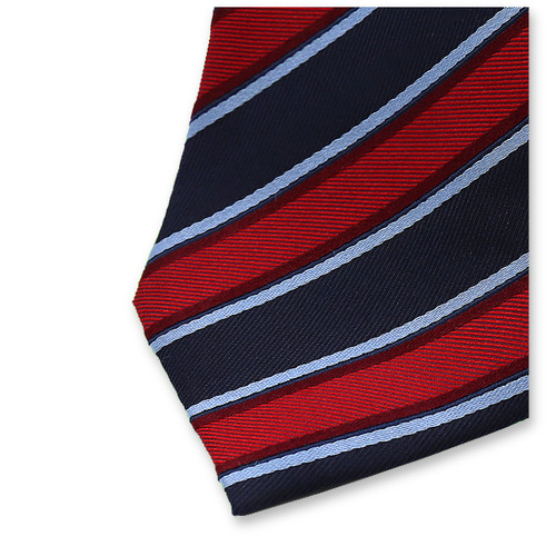 Blauw- - Rood Gestreepte Stropdas (2)