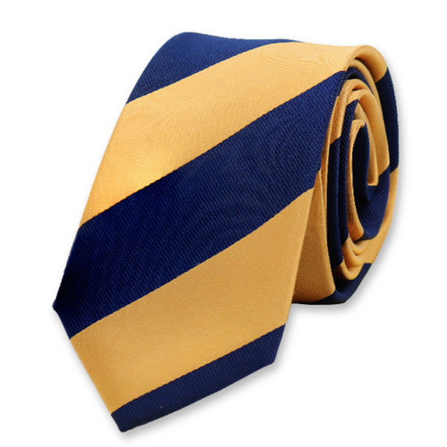 Breed gestreepte stropdas donkerblauw/geel (1)