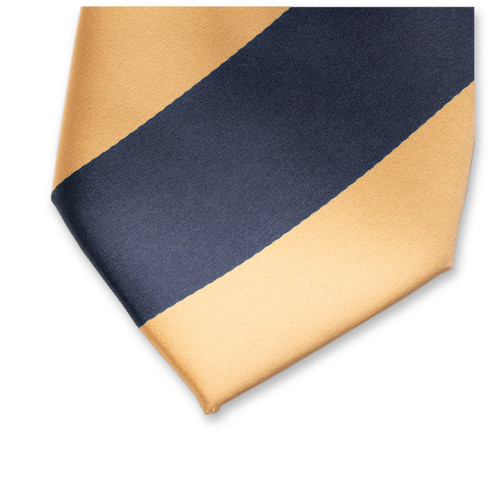 Breed gestreepte stropdas donkerblauw/geel (2)