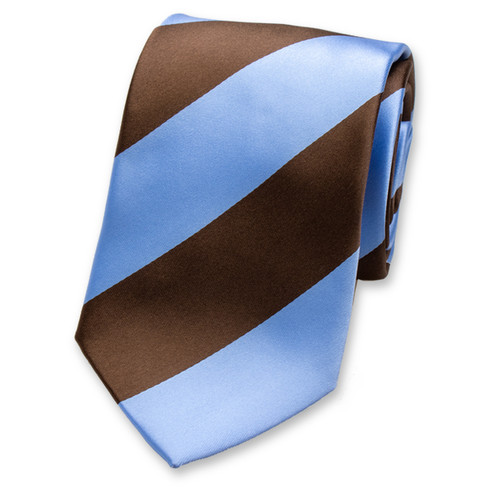 Breed gestreepte stropdas bruin/blauw (1)