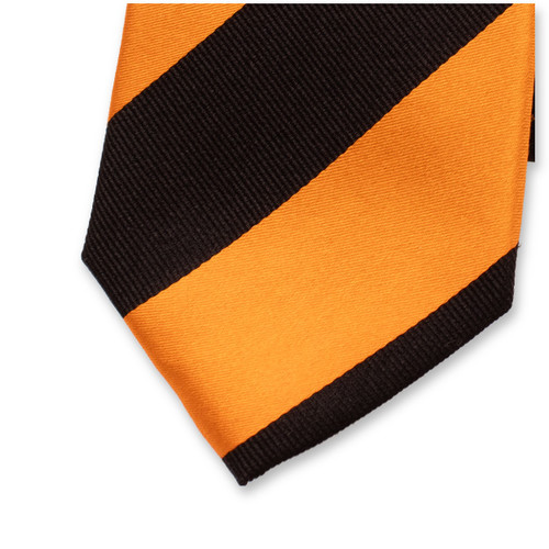 Breed gestreepte stropdas zwart/oranje (2)