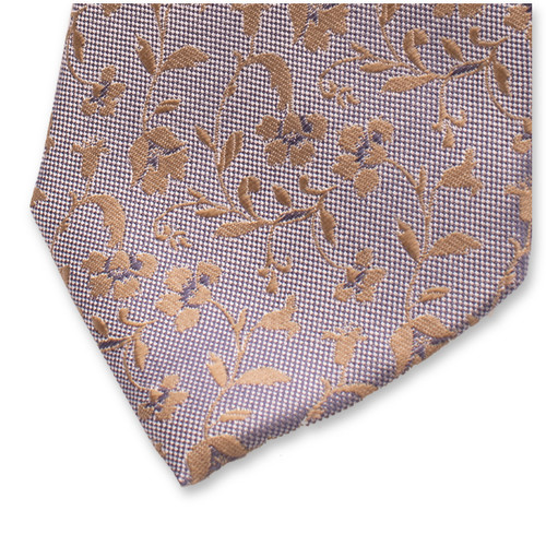 Lichtblauwe Luxe Stropdas - Beige Bloemen (2)