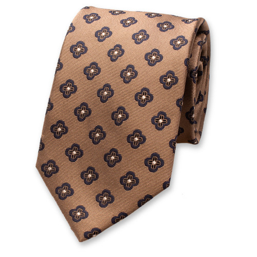 Beige Luxe Stropdas Bloemen (1)