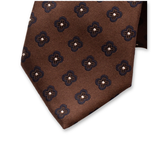 Bruine Luxe Stropdas Bloemen (2)