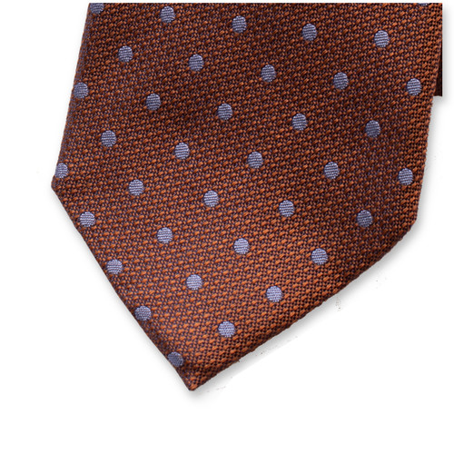 Roestbruine Luxe Stropdas Lichtblauwe Stippen (2)